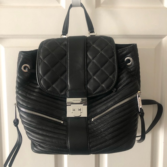 MICHAEL Michael Kors Handbags - Michael Kors Elisa Quilted Super Soft Leather Black Backpack.